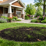 Restoring a residential lawn with fresh topsoil and grass seed after professional tree removal and stump grinding